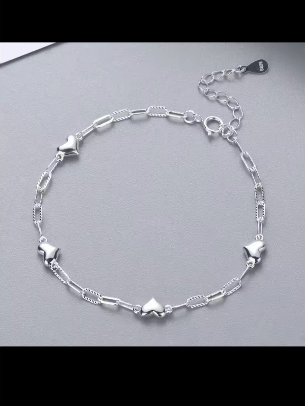 Silver Heart Link Bracelet – Women's Sterling-Inspired Chain
